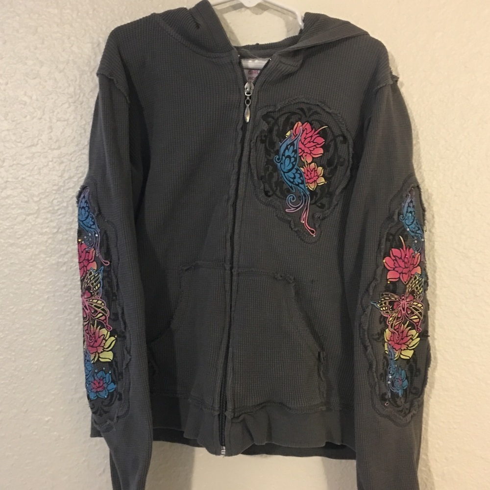 Rebelette Girl’s Thermal Bling Hoodie Sz L